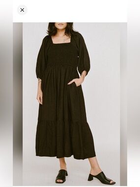 Laude the label black linen dress